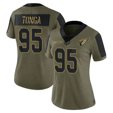 Women's Nike Arizona Cardinals Khyiris Tonga Olive 2021 Salute To Service Jersey - Limited